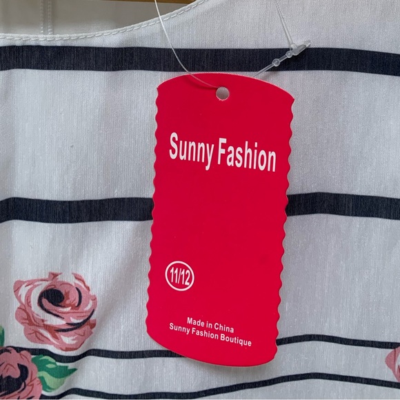 NEW B06 Sunny Fashion floral roses and stripes Girl's Dress - Picture 9 of 10